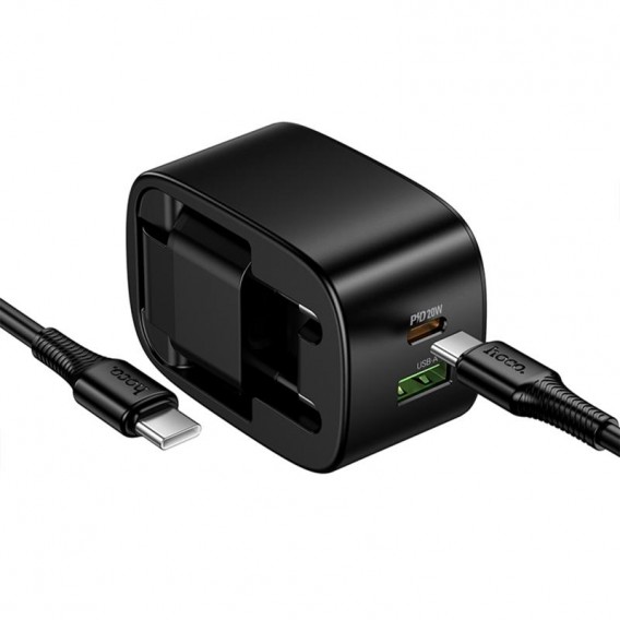 МЗП Hoco CS102A Folding PD30W+QC3.0 (1USB-A/1C) + кабель Type-C to Type-C Black