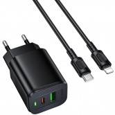 МЗП Borofone BAS83A Star PD20W+QC3.0 (1USB-A/1C) + кабель Type-C to Lightning Black
