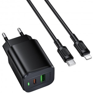 МЗП Borofone BAS83A Star PD20W+QC3.0 (1USB-A/1C) + кабель Type-C to Lightning Black МЗП Borofone BAS83A Star PD20W+QC3.0 (1USB-A/1C) + кабель Type-C to Lightning Black