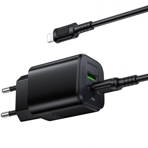 МЗП Borofone BAS83A Star PD20W+QC3.0 (1USB-A/1C) + кабель Type-C to Lightning Black МЗП Borofone BAS83A Star PD20W+QC3.0 (1USB-A/1C) + кабель Type-C to Lightning Black