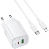 МЗП Borofone BAS83A Star PD20W+QC3.0 (1USB-A/1C) + кабель Type-C to Lightning White МЗП Borofone BAS83A Star PD20W+QC3.0 (1USB-A/1C) + кабель Type-C to Lightning White