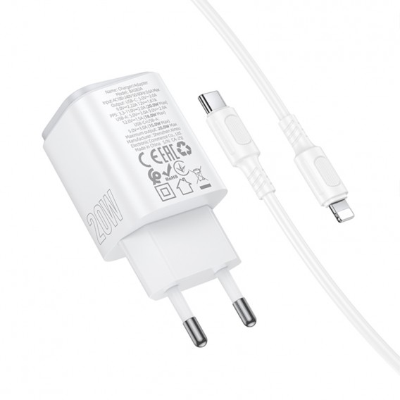 МЗП Borofone BAS83A Star PD20W+QC3.0 (1USB-A/1C) + кабель Type-C to Lightning White МЗП Borofone BAS83A Star PD20W+QC3.0 (1USB-A/1C) + кабель Type-C to Lightning White