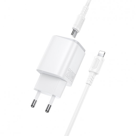 МЗП Borofone BAS83A Star PD20W+QC3.0 (1USB-A/1C) + кабель Type-C to Lightning White МЗП Borofone BAS83A Star PD20W+QC3.0 (1USB-A/1C) + кабель Type-C to Lightning White