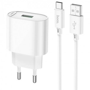 МЗП Hoco C109A Fighter QC3.0 18W (1USB-A) + кабель USB to Type-C White МЗП Hoco C109A Fighter QC3.0 18W (1USB-A) + кабель USB to Type-C White