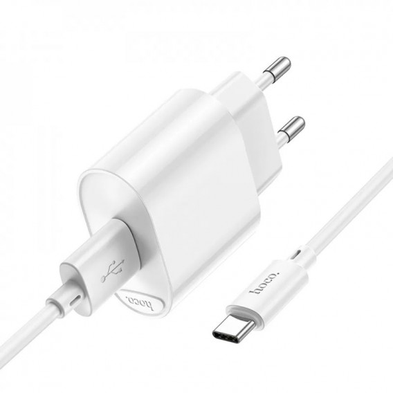 МЗП Hoco C109A Fighter QC3.0 18W (1USB-A) + кабель USB to Type-C White МЗП Hoco C109A Fighter QC3.0 18W (1USB-A) + кабель USB to Type-C White