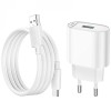 МЗП Hoco C109A Fighter QC3.0 18W (1USB-A) + кабель USB to Type-C White