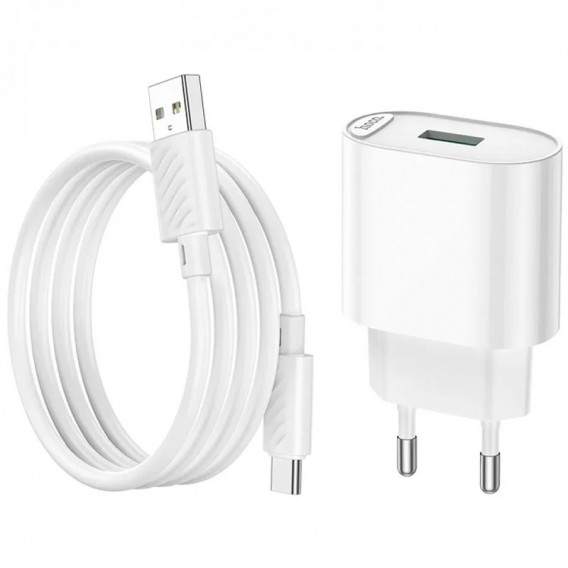 МЗП Hoco C109A Fighter QC3.0 18W (1USB-A) + кабель USB to Type-C White МЗП Hoco C109A Fighter QC3.0 18W (1USB-A) + кабель USB to Type-C White