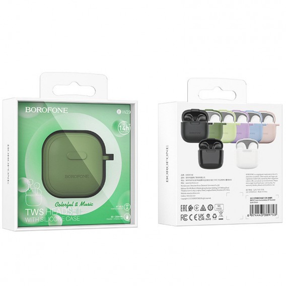 Бездротові TWS навушники Borofone BW29 Case Forest Green Бездротові TWS навушники Borofone BW29 Case Forest Green