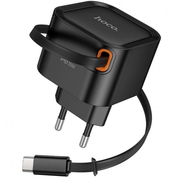 МЗП Hoco C153A Changer With Retractable Cable Type-C PD20W Black МЗП Hoco C153A Changer With Retractable Cable Type-C PD20W Black