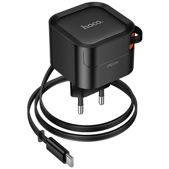 МЗП Hoco C153A Changer With Retractable Cable Type-C PD20W Black МЗП Hoco C153A Changer With Retractable Cable Type-C PD20W Black