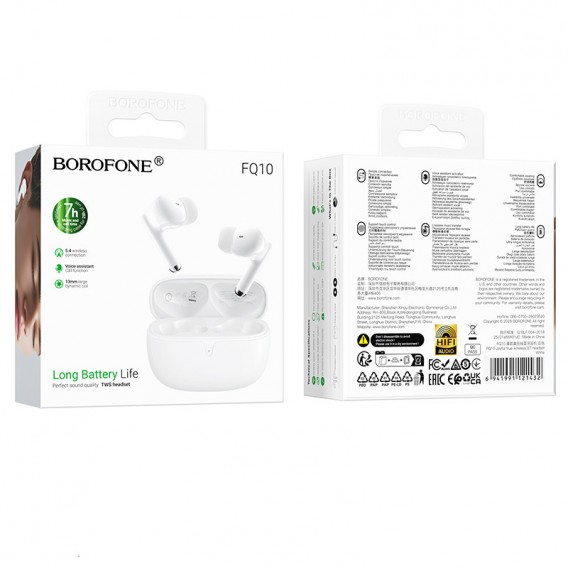 Бездротові TWS навушники Borofone FQ10 Joyful White Бездротові TWS навушники Borofone FQ10 Joyful White