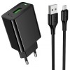 МЗП Hoco CS92A Leader QC3.0 18W (1USB-A) + кабель USB to MicroUSB Black