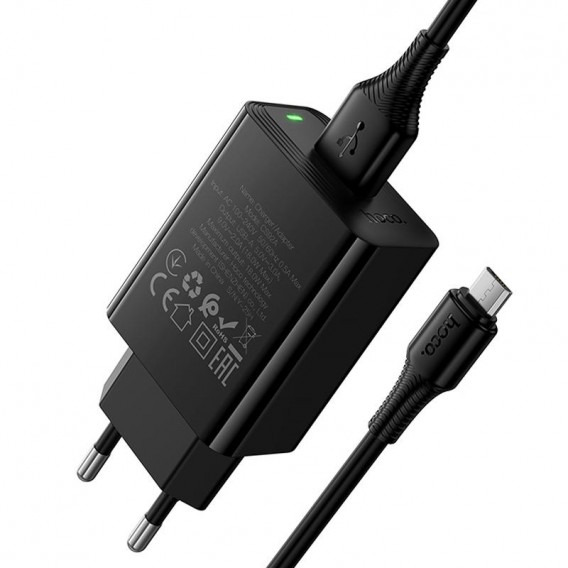 МЗП Hoco CS92A Leader QC3.0 18W (1USB-A) + кабель USB to MicroUSB Black МЗП Hoco CS92A Leader QC3.0 18W (1USB-A) + кабель USB to MicroUSB Black