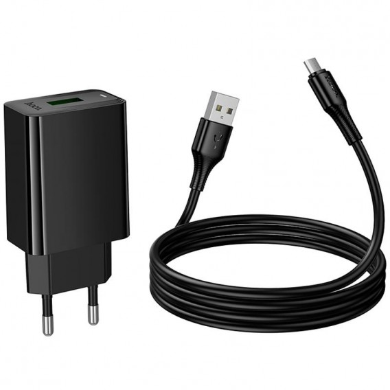 МЗП Hoco CS92A Leader QC3.0 18W (1USB-A) + кабель USB to MicroUSB Black МЗП Hoco CS92A Leader QC3.0 18W (1USB-A) + кабель USB to MicroUSB Black