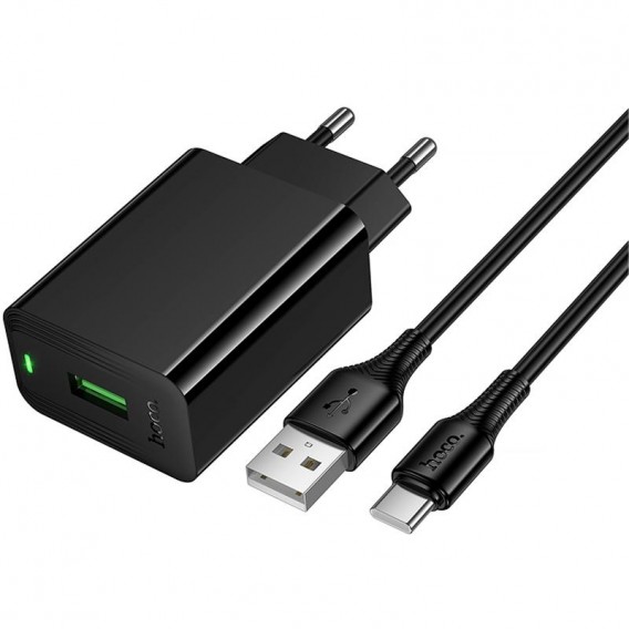 МЗП Hoco CS92A Leader QC3.0 18W (1USB-A) + кабель USB to Type-C Black МЗП Hoco CS92A Leader QC3.0 18W (1USB-A) + кабель USB to Type-C Black