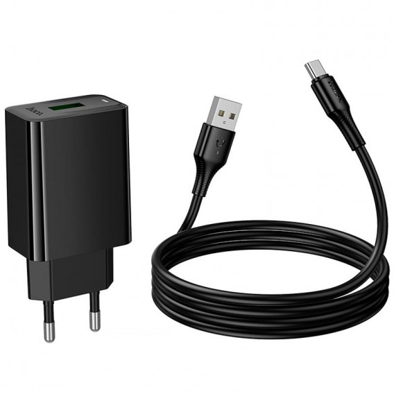МЗП Hoco CS92A Leader QC3.0 18W (1USB-A) + кабель USB to Type-C Black МЗП Hoco CS92A Leader QC3.0 18W (1USB-A) + кабель USB to Type-C Black