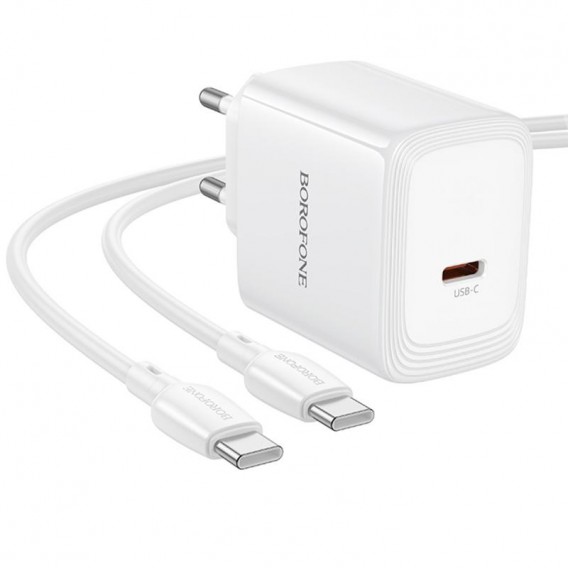 МЗП Borofone BN33 Fuente PD40W (1USB-C) + кабель Type-C to Type-C White МЗП Borofone BN33 Fuente PD40W (1USB-C) + кабель Type-C to Type-C White