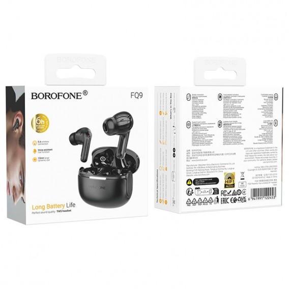 Бездротові TWS навушники Borofone FQ9 Peaceful Black Бездротові TWS навушники Borofone FQ9 Peaceful Black