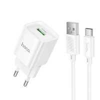 МЗП Hoco C145A Charm QC3.0 18W (1USB-A) + кабель USB to Type-C White МЗП Hoco C145A Charm QC3.0 18W (1USB-A) + кабель USB to Type-C White