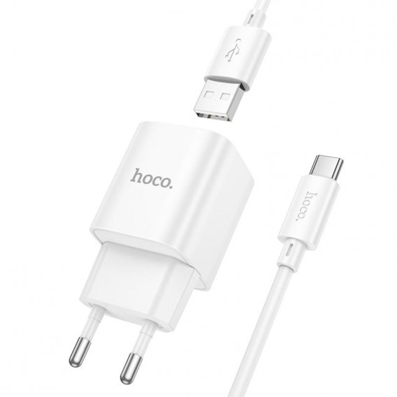 МЗП Hoco C145A Charm QC3.0 18W (1USB-A) + кабель USB to Type-C White МЗП Hoco C145A Charm QC3.0 18W (1USB-A) + кабель USB to Type-C White