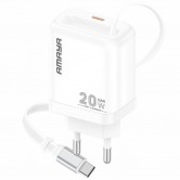 СЗУ Amaya E220S PD20W GaN (1USB-C) + Retractable Cable Type-C White