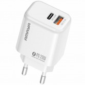 СЗУ Amaya E43D PD20W (1USB-A/1C) + кабель USB to Type-C White