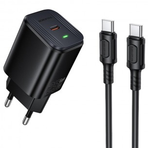 СЗУ Borofone BAS84A Star PD25W (1USB-C) + кабель Type-C to Type-C Black СЗУ Borofone BAS84A Star PD25W (1USB-C) + кабель Type-C to Type-C Black