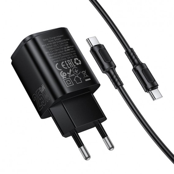 МЗП Borofone BAS84A Star PD25W (1USB-C) + кабель Type-C to Type-C Black МЗП Borofone BAS84A Star PD25W (1USB-C) + кабель Type-C to Type-C Black