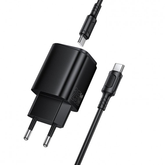 МЗП Borofone BAS84A Star PD25W (1USB-C) + кабель Type-C to Type-C Black МЗП Borofone BAS84A Star PD25W (1USB-C) + кабель Type-C to Type-C Black