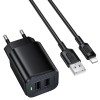 МЗП Borofone BAS81A Star 10.5W (2USB-A) + кабель USB to Lightning Black