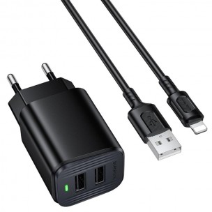 МЗП Borofone BAS81A Star 10.5W (2USB-A) + кабель USB to Lightning Black МЗП Borofone BAS81A Star 10.5W (2USB-A) + кабель USB to Lightning Black