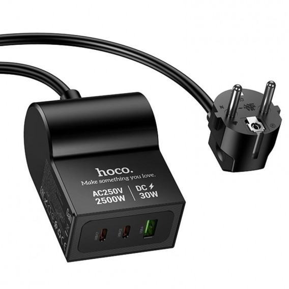 МЗП Hoco AC33 Win 1 position 30W QC+PD (1USB-A/2C/1Socket) (1.5m) Black МЗП Hoco AC33 Win 1 position 30W QC+PD (1USB-A/2C/1Socket) (1.5m) Black
