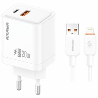 СЗУ Amaya E77D PD20W+QC3.0 (1USB-A/1C) + кабель USB to Lightning White СЗУ Amaya E77D PD20W+QC3.0 (1USB-A/1C) + кабель USB to Lightning White