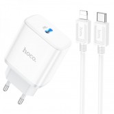 МЗП Hoco C104A PD20W (1USB-C) + кабель Type-C to Lightning White