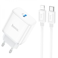 МЗП Hoco C104A PD20W (1USB-C) + кабель Type-C to Lightning White