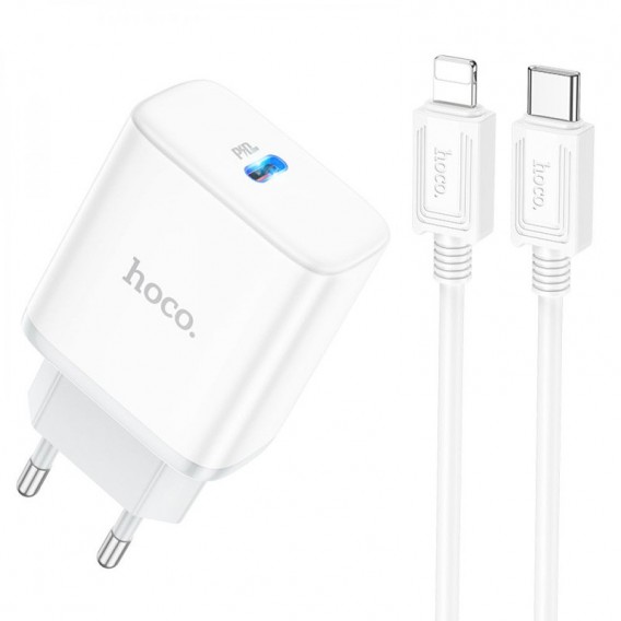 МЗП Hoco C104A PD20W (1USB-C) + кабель Type-C to Lightning White