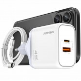 МЗП Amaya E580T PD45W+QC3.0 GaN (1USB-A/1C) + кабель Type-C to Type-C White МЗП Amaya E580T PD45W+QC3.0 GaN (1USB-A/1C) + кабель Type-C to Type-C White