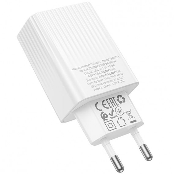 МЗП Borofone BAS72A Source QC3.0 18W (1USB-A) White МЗП Borofone BAS72A Source QC3.0 18W (1USB-A) White