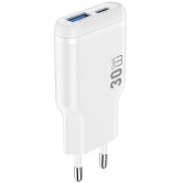 Сетевое зарядное устройство WiWU G033 Essen GaN, 30 Вт, USB-C + USB-A, белое