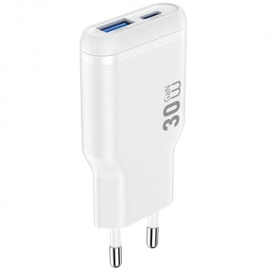 МЗП WIWU G033 Essen PD30W+QC3.0 GaN (1USB-A/1C) White