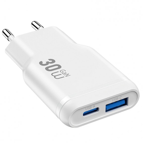 МЗП WIWU G033 Essen PD30W+QC3.0 GaN (1USB-A/1C) White МЗП WIWU G033 Essen PD30W+QC3.0 GaN (1USB-A/1C) White