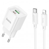МЗП Hoco C147A PD20W+QC3.0 (1USB-A/1C) + кабель Type-C to Lightning White