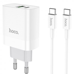 МЗП Hoco C80A Rapido PD20W+QC3.0 (1USB-A/1C) + кабель Type-C to Type-C Білий