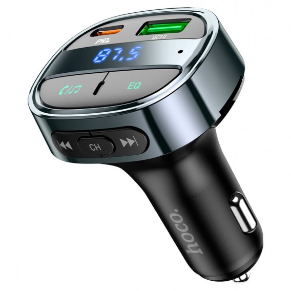 АЗП FM модулятор Hoco E70 PD30W+QC3.0 (1USB-A/1C) Чорний