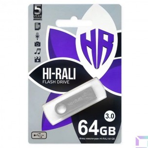 Флеш-накопитель Hi-Rali Shuttle USB 3.0 Серебряная серия — 64GB Серебряный