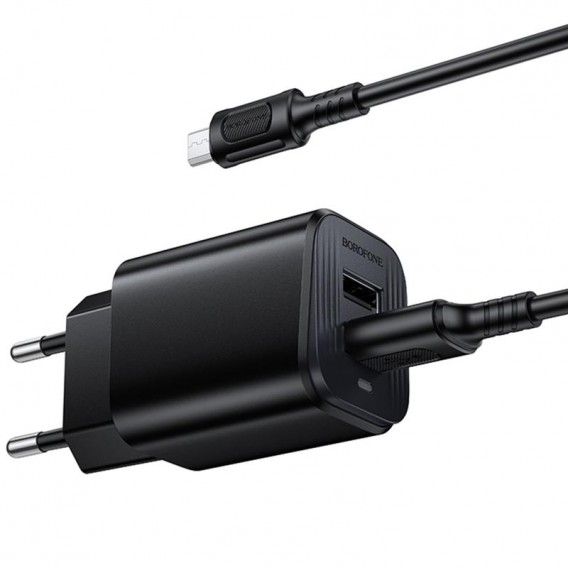 МЗП Borofone BAS81A Star 10.5W (2USB-A) + кабель USB to MicroUSB Black