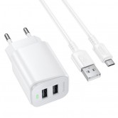 МЗП Borofone BAS81A Star 10.5W (2USB-A) + кабель USB to MicroUSB White МЗП Borofone BAS81A Star 10.5W (2USB-A) + кабель USB to MicroUSB White