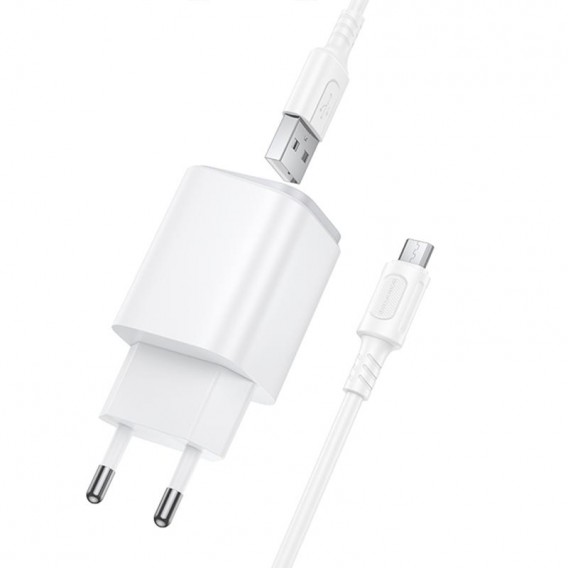 МЗП Borofone BAS81A Star 10.5W (2USB-A) + кабель USB to MicroUSB White МЗП Borofone BAS81A Star 10.5W (2USB-A) + кабель USB to MicroUSB White