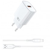 СЗУ WIWU G006 Essen QC3.0 18W GaN (1USB-A) + кабель USB to Lightning White