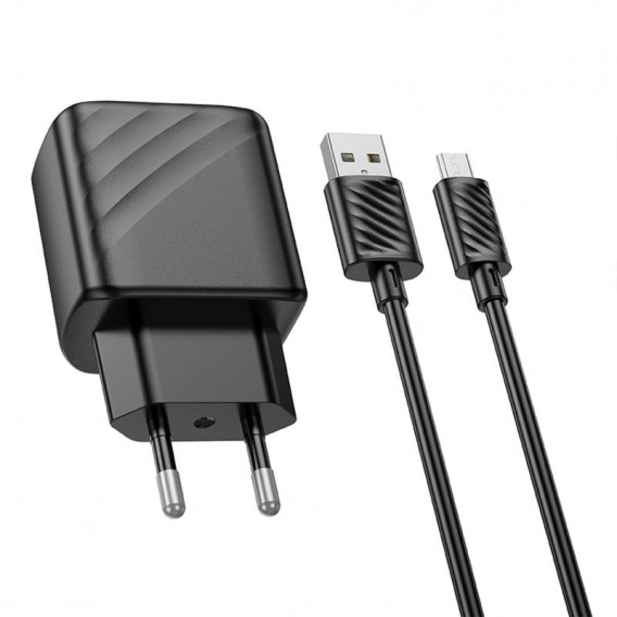 МЗП Hoco CS21A Rich QC3.0 18W (1USB-A) + кабель USB to MicroUSB Black МЗП Hoco CS21A Rich QC3.0 18W (1USB-A) + кабель USB to MicroUSB Black